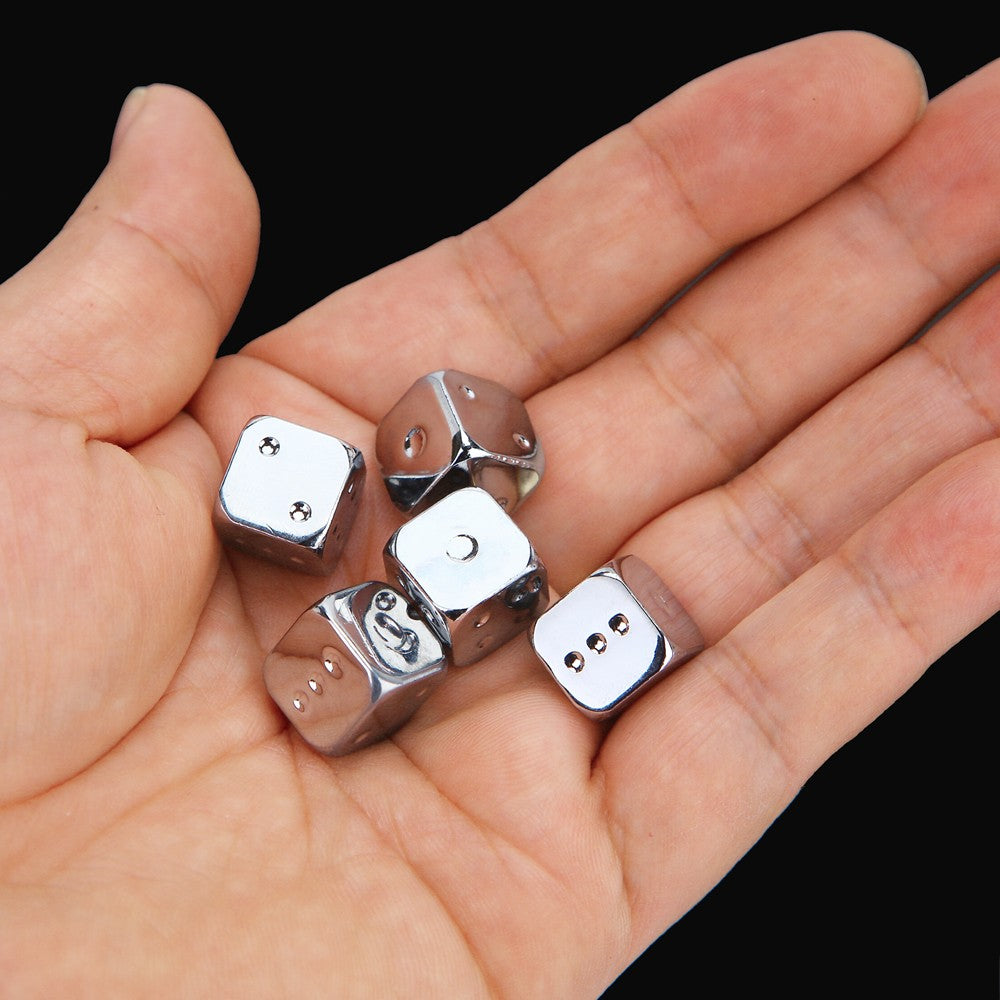 5PCS/1Set Metal Dice Golden/Silver/Bronze Funny Game Dice Six Sided Decider Board Game Acessorios 13mm