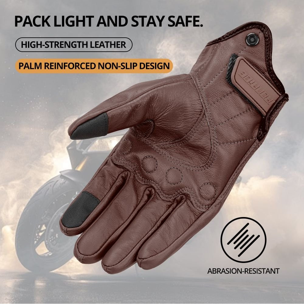 Luvas de Moto de Couro à Prova de Vento Quentes de Inverno Masculinas Antiderrapantes Luvas de Motocross com Tela Sensível ao Toque Luvas de Moto