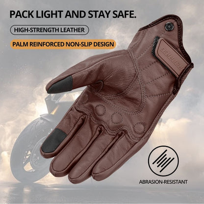 Luvas de Moto de Couro à Prova de Vento Quentes de Inverno Masculinas Antiderrapantes Luvas de Motocross com Tela Sensível ao Toque Luvas de Moto