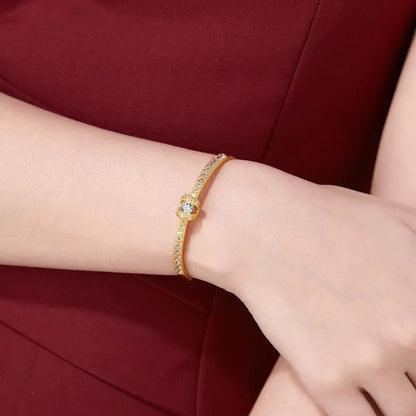 Pulseira de ouro AU999 com fechos de diamante, pulseira feminina simples e leve AU750, joia de ouro 24K verdadeiro