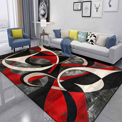 Red Black Swirl Rug Abstract Carpet for Living Room Large Bedroom Decoration Rug Light Luxury Sofa Coffee Table Mat Non-slip