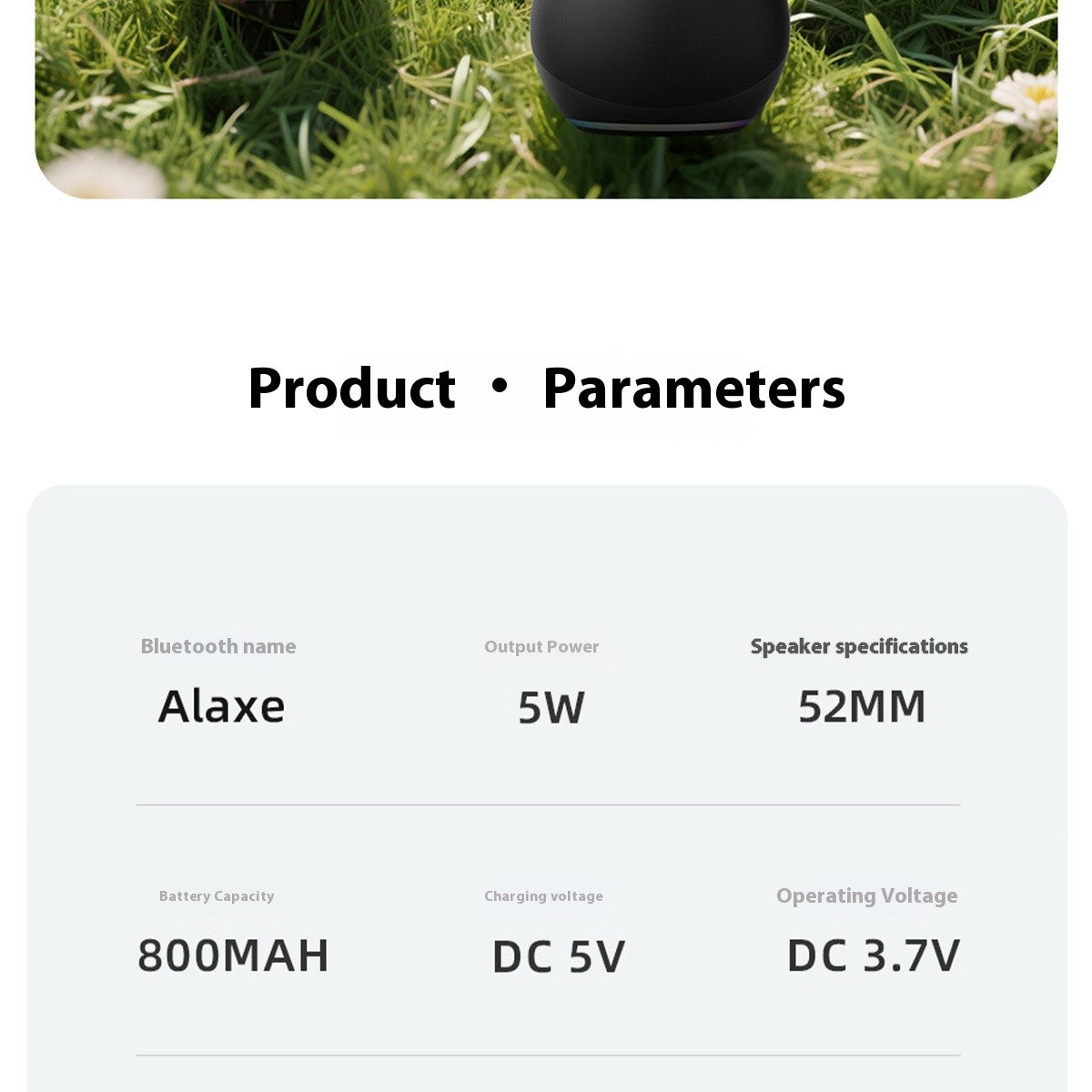 Mini Caixa de Som Bluetooth Portátil Sem Fio com Cancelamento de Ruído Alaxe para Festas, Acampamentos, Luz RGB e Subwoofer para Ambientes Externos