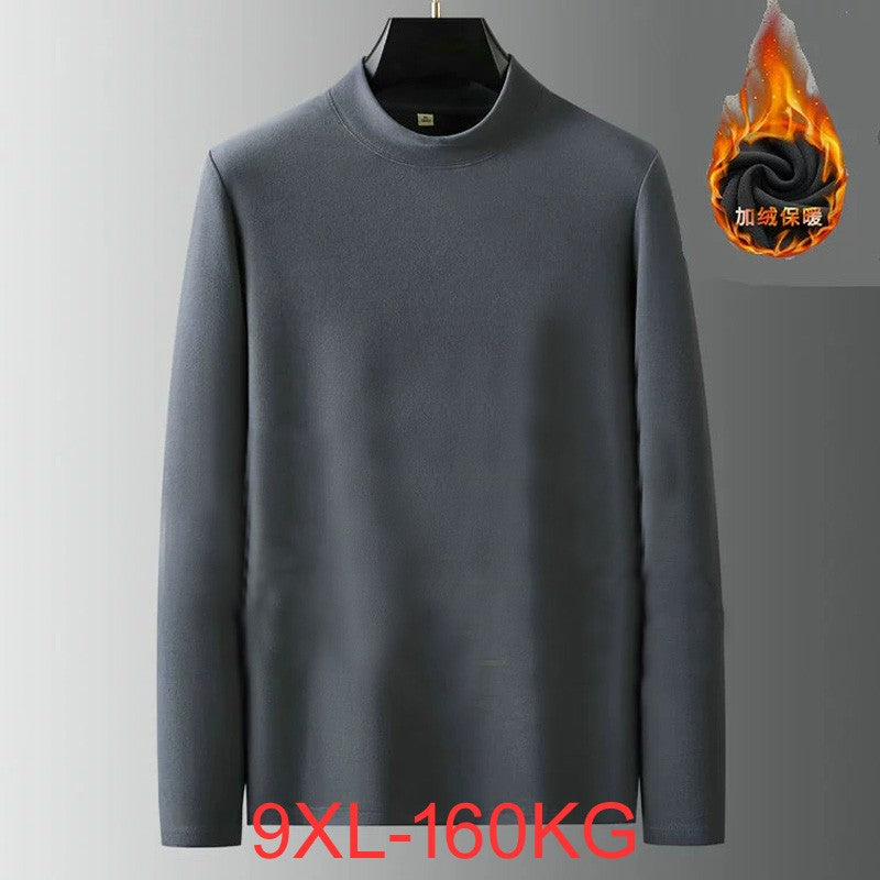 Winter Fleece Thicken Tops Large Size pajamas 6XL 7XL 8XL 9XL Men's Thermal Underwear Tops  Long Sleeve Black
