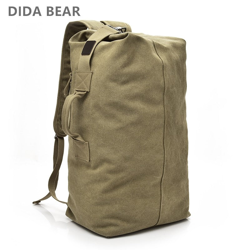 Mochila de Viagem Masculina de Grande Capacidade para Montanhismo, Bolsa de Mão, Mochilas Masculinas de Ombro Tipo Balde de Lona de Alta Qualidade
