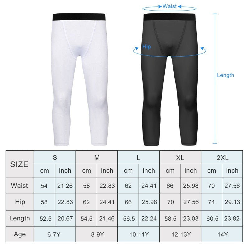 Single Leg Basketball Leggings Quick Drying 6-14 Years Teen Boys Running Football Yoga Fitness Compression Pants Sports
