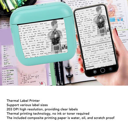 Portable Thermal Printer Thermal Label Printer Portable Bluetooth Thermal Inkless Photo Printer for Home School
