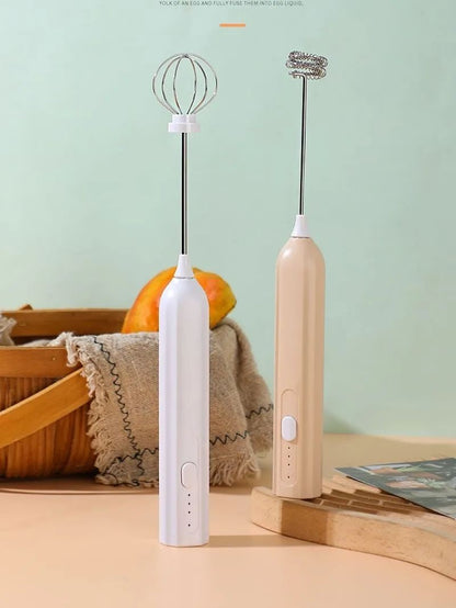 Batedor elétrico de ovos, batedor de leite, máquina de café, cabeça dupla intercambiável, máquina de geleia e creme de 3 velocidades, liquidificador de cozinha