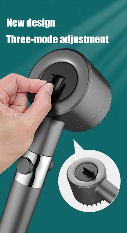 Chuveiro de Mão com 4 Modos de Massagem, Escova, Filtros de Algodão, Parada de Água com Um Clique, Economia de Água e Alta Pressão para Banheiro