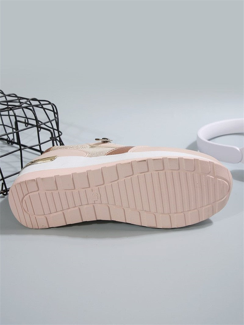 Fashion Thick Bottom Silver Sneakers Women 2025 Spring Wedge Heel Vulcanized Shoes Woman Comfortable Lace Up Sport Sneaker Mujer