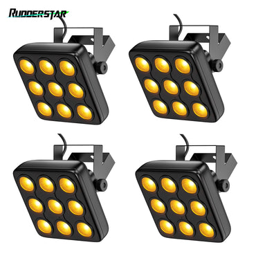 4PCS 9LEDs Par Lights RGBW Stage Lighting Effect Projector DMX512 Remote Control Square Strobe Light for Show Concert Party