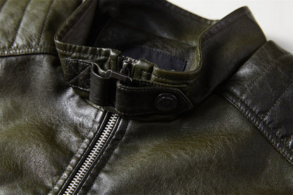 Modern PU Leather Motorcycle Biker Jacket Pilot Coat with Fleece Lining Tough Guy Men's Stylish Riding