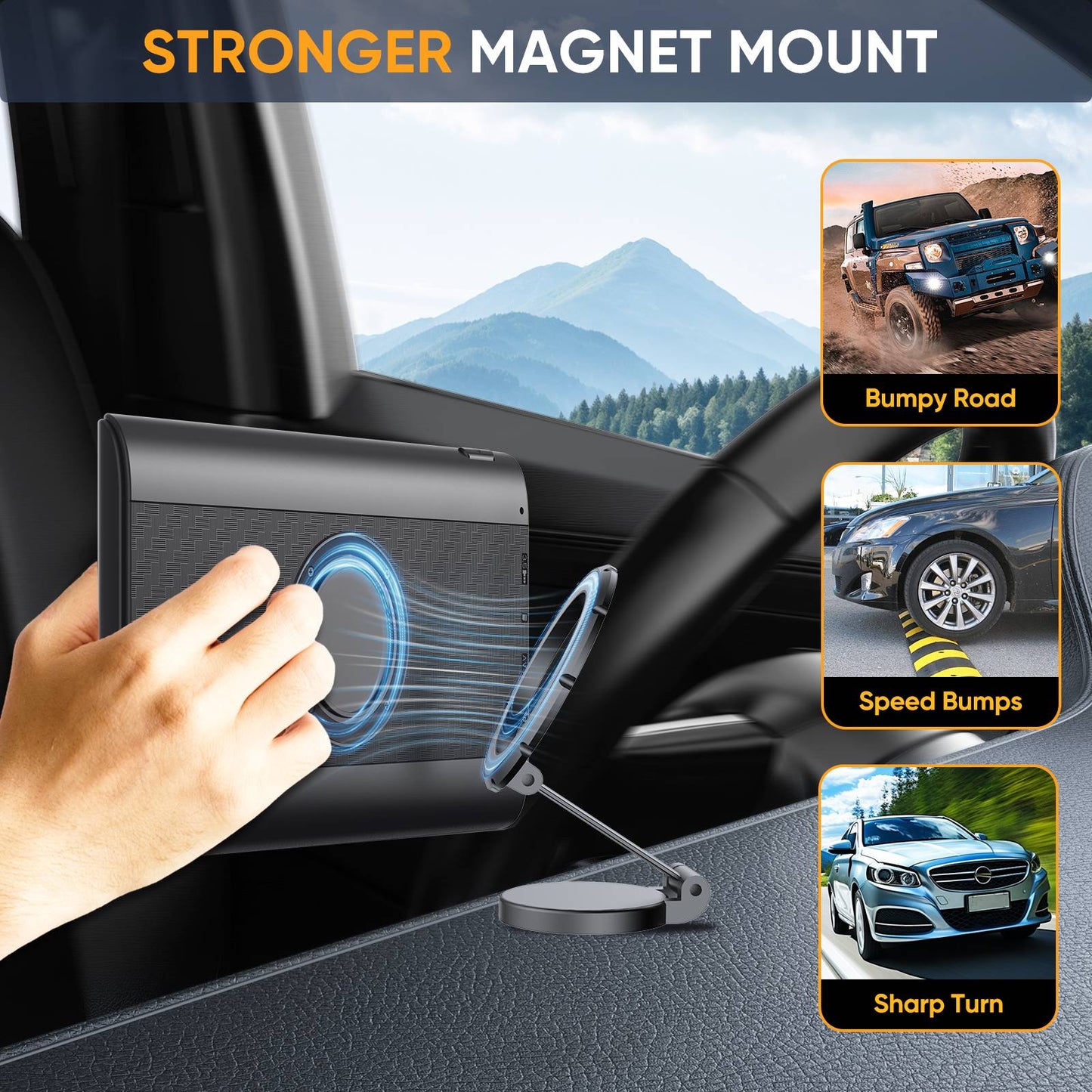 Wireless Apple Carplay Screen for Car Android Auto Magnetic Holder Portrait & Landscape Screen, GPS Navigation, Portable d