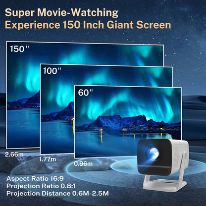 LYNCAST X1AR portable mini Projector 720P Bluetooth5.0  Supports 4K video with 180 degree rotation