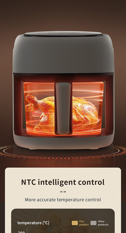 Fritadeira Elétrica Inteligente, Forno de Convecção de Grande Capacidade, Fritadeira Sem Óleo, Cozinha, Assado 360°, Janela Visível, Eletrodoméstico