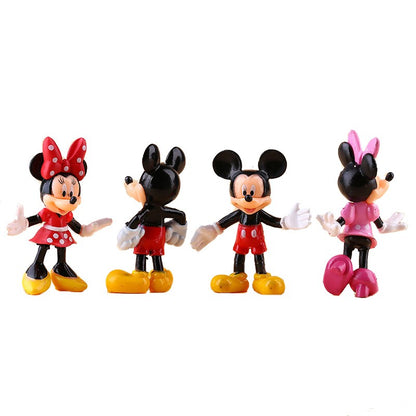 Disney Anime 4pçs/conjunto de figuras de ação de PVC Mickey e Minnie Mouse, brinquedos para crianças
