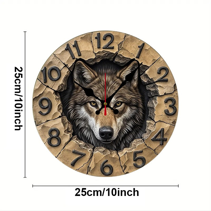 Wilderness And Animals Wooden Round Silent Hanging Wall Clock,Suitable For Living Room,Office,Study Room,Bedroom,Home Decoration