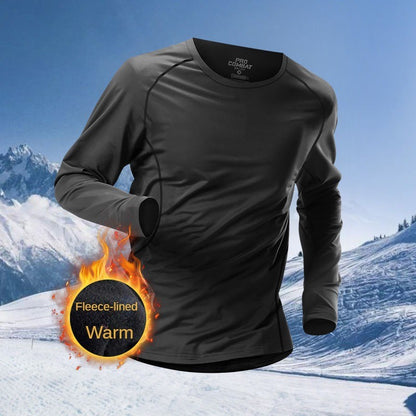 Men's Winter Morning Warm 1-2 PCS Running Set Sports Underwear Fast Drying Skiing Basketball Training Clothes Fleece Tracksuit