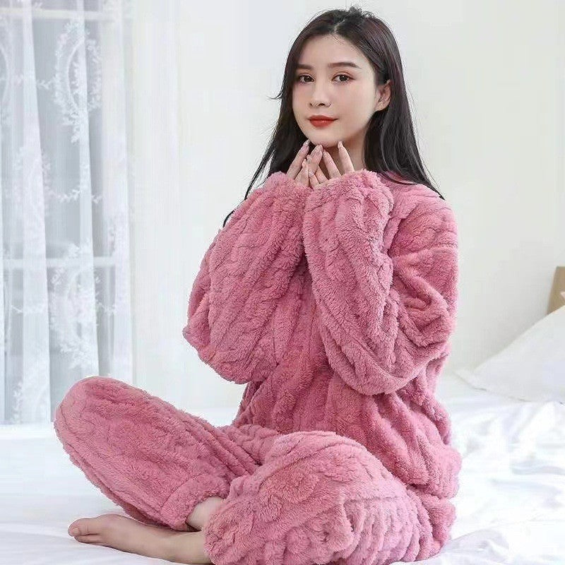 Winter Women's New Pajamas Homewear Suit Women's Fall and Winter Warm Clothes Coral Velvet Leisure Pajamas Padded Homewear