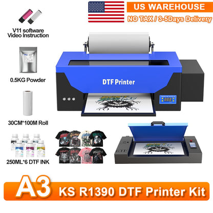 US STOCK A3 DTF Impresora Directly Transfer Film Printer A4 DTF T-shirt Printing Machine with White Ink Circulate DTF Printer A3
