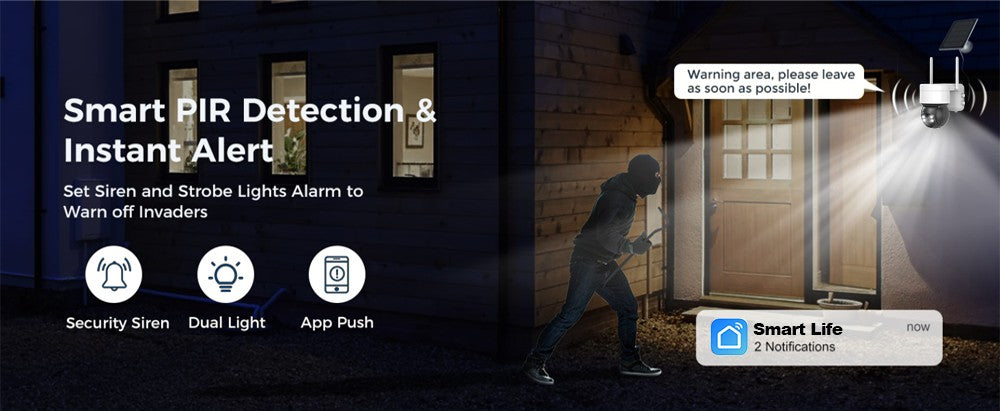 Tuya SmartLife WIFI 3MP IP65 Waterproof Human Tracking Full Color Night Vision Surveillance Smart Security Solar CCTV IP Camera