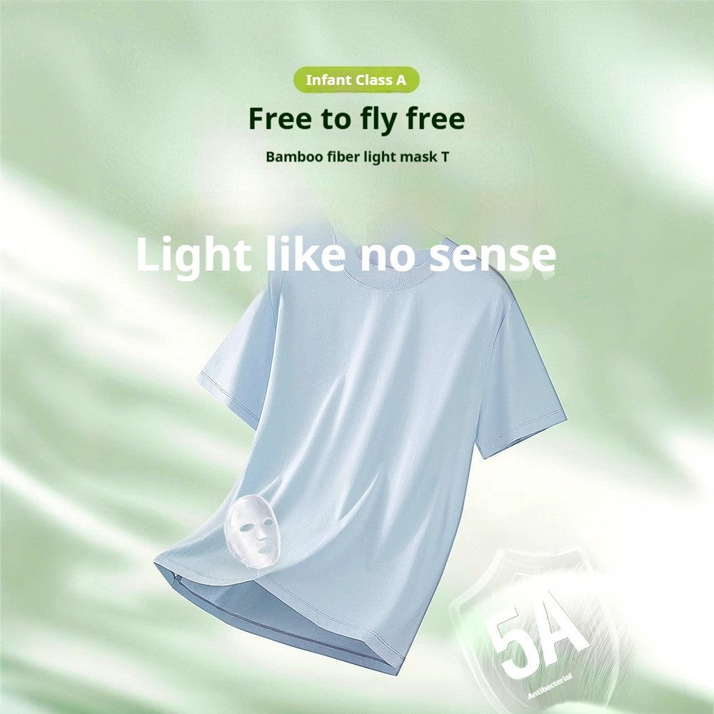 64% Cotton 25% Bamboo Fiber Cool T Shirt Men Short Sleeve Summer Tops For Men Round Neck Skin Friendly Solid Color Male Clothes