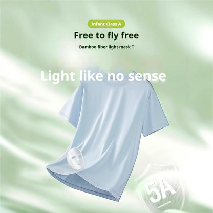 64% Cotton 25% Bamboo Fiber Cool T Shirt Men Short Sleeve Summer Tops For Men Round Neck Skin Friendly Solid Color Male Clothes