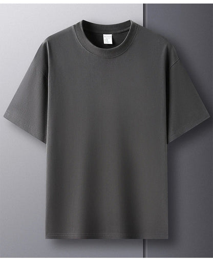 100% Pure Cotton Summer High-end Brand Men's Short Sleeve Round Neck Fashionable Style Half Sleeved Top Breathable T-shirt