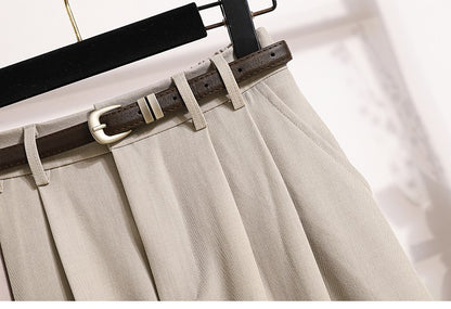 2025 Plus Size Skirts for Women Autumn Elegant Solid Women's Wrap Umbrella Skirts Korean High Waisted Suit Pleated Skirt