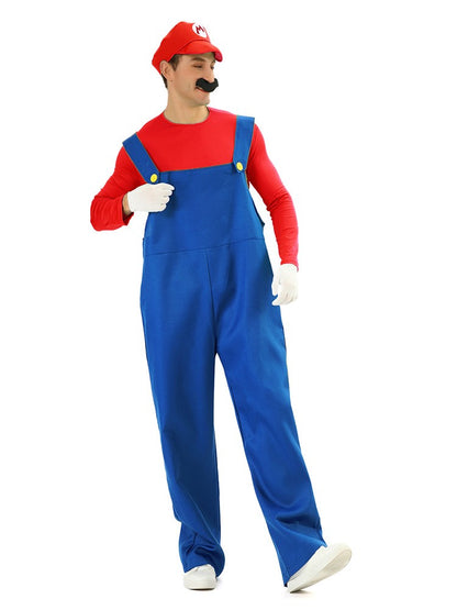 Game Super Luigi Brothers Uniform Funny Anime Adult Men Woman Halloween Carnival Performances Costume with Hat Mustache Gloves