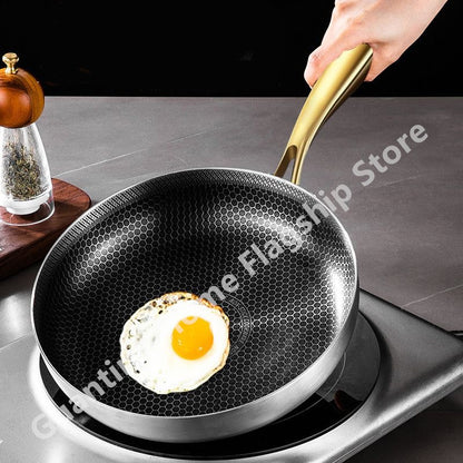 316 Stainless Steel Frying Pan Wok Non-stick Honeycomb Pot Home Steak skillet Gas Stove Induction Saucepan Kitchen Cookware 30cm