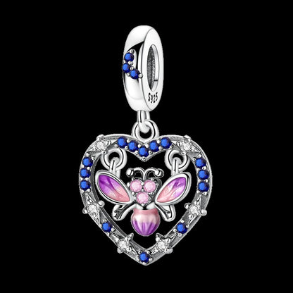 Pingente Charm Libélula Tema Primavera Prata Esterlina 925 Borboleta Flor Pendente Compatível com Bracelete Colar Joias DIY