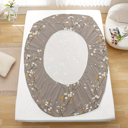 Conjunto de Lençol com Elástico Estampado 3 Peças (1 Lençol com Elástico + 2 Fronhas, Sem Enchimento)