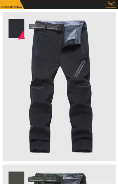 2024 Big Size Waterproof Pants Men Soft Shell Fleece Warm Trousers Male Outdoor Plus Large 9XL 4XL 8XL Work Winter Autumn Black