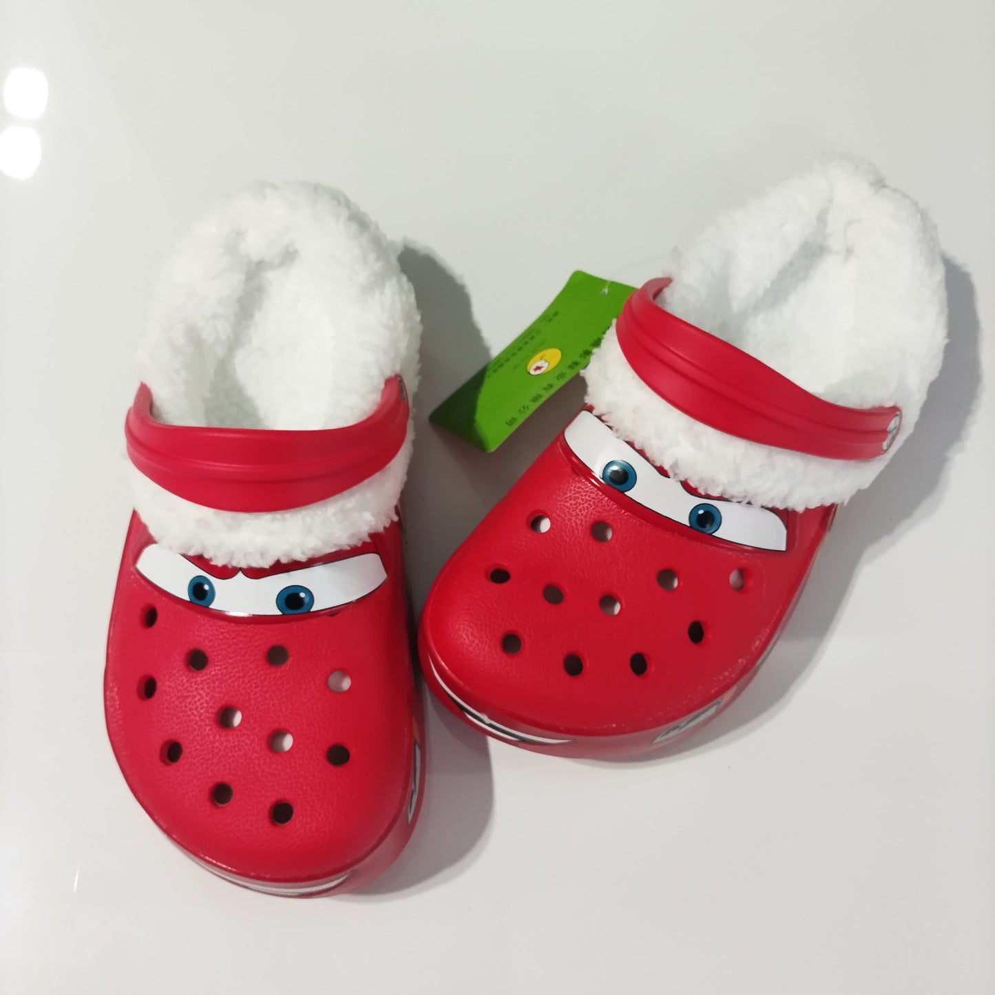 Pixar Relâmpago McQueen Desenho Animado Impermeável Adicionar Pelúcia Chinelos de Buraco Sandálias Ao Ar Livre Sandálias Casuais Inverno Quente Presente