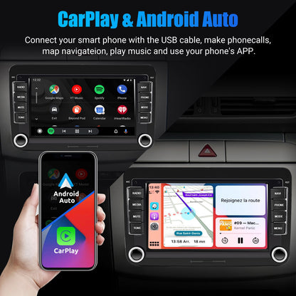 ESSGOO 7" Android 14 4G+64G Apple Carplay Som Automotivo GPS NAVI WIFI RDS FM BT para VW Golf 5 6 Passat Polo Touran Tiguan Caddy EOS