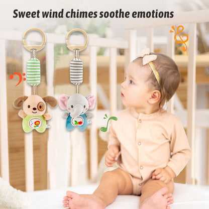Baby Stroller Bed Hanging Bell Plush Toys Early Education Promote Children Color Cognition Sensory Plush Rattle Training Toys