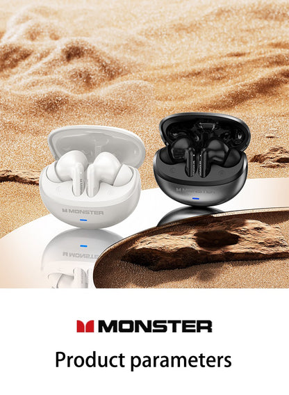 Monster MQT39 Wireless Bluetooth 6.0 Earphones TWS Hifi Stereo Wireless Headphones Gamer Headset Noise Reduction Sports Earbuds