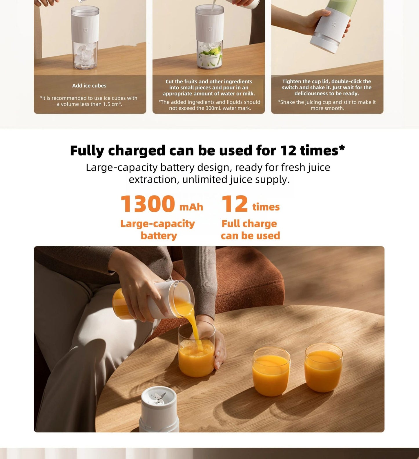 Espremedor Portátil XIAOMI MIJIA Mixer 2 Elétrico Mini Liquidificador Frutas Legumes Gelo Triturado Rápido Processador de Alimentos de Cozinha -CN
