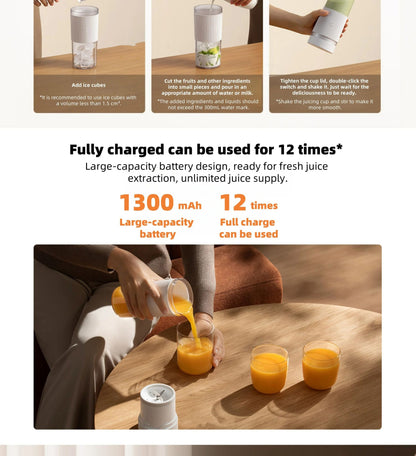 Espremedor Portátil XIAOMI MIJIA Mixer 2 Elétrico Mini Liquidificador Frutas Legumes Gelo Triturado Rápido Processador de Alimentos de Cozinha -CN