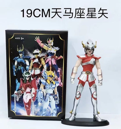Anime Japonês Saint Seiya Figura Ikki de Fênix Hyoga Seiya Shiryu Boneco Colecionável em PVC Decoração 19cm