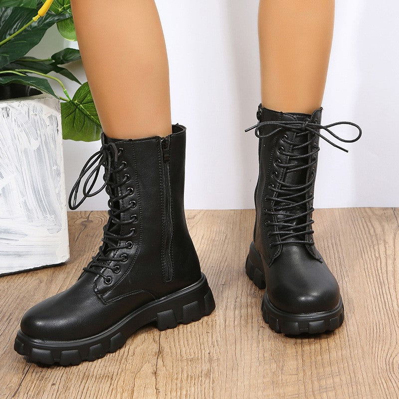 Autumn winter plus size new shoes Women Fashion Laceup Boots Chelsea Zipper Ladies  Sports Casual Heel  platform