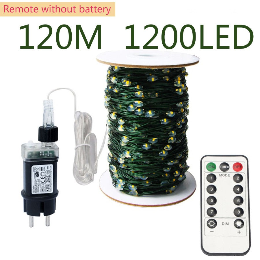 10m-200m LED String Lights Outdoor Green Copper Wire Fairy Lights Christmas Garland For Yard Garden Party Christmas Tree Decor