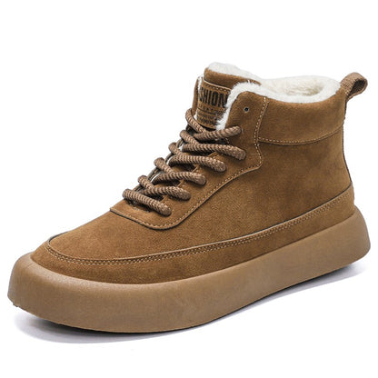 The 2025 new winter high-top plush thick men's snow boots are fashionable, casual and warm men's cotton shoes and boots