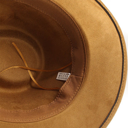 New Suede Western Cowboy Hat Men Women Vintage Gentleman Lady Jazz Cowgirl Panama Sun Cap Wide Brim Cloche Church Fedora Hats