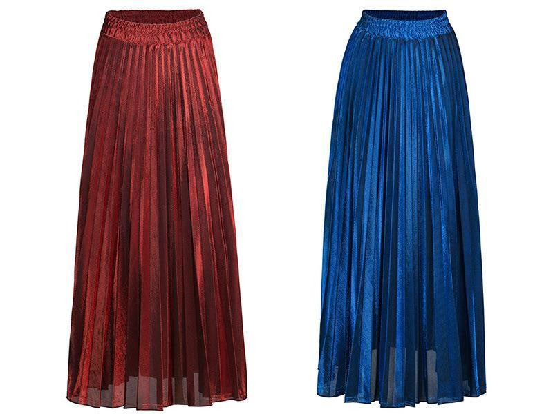 Check Skirt Pleated Maxi Skirt High Waist Harajuku Large Swing Gold Long Skirts For Women  XXL Saias