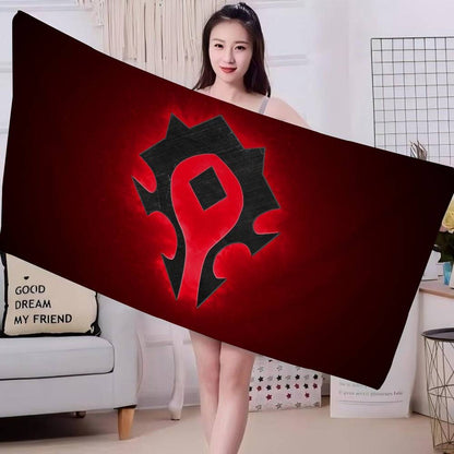 World Game Of W-Warcraft Microfiber Printed Beach Towel Mountain Climbing Yoga Beach Swimming Running Absorbent Soft Towel