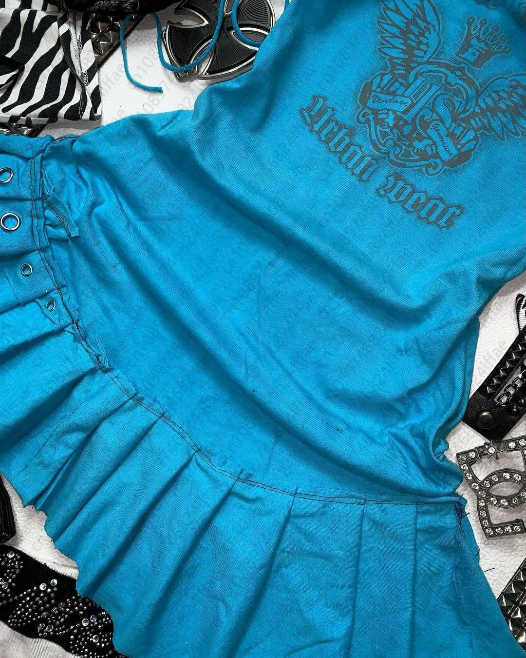 Aesthetic Y2k girl suspenders Top Y2k Clothes blue Gothic bow Slimming Bottom for Women dress Sexy Girls high street character