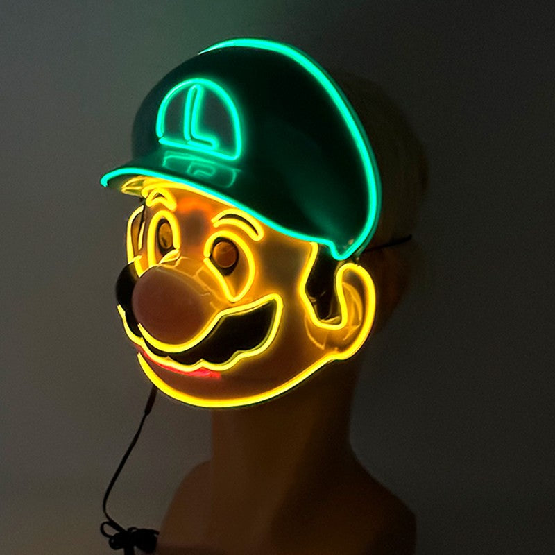 Funny Glowing Masquerade Disguise Mask Props Adult Kids Game Theme Cosplay Luminous Mask Carnival Neon Light Up Supplies