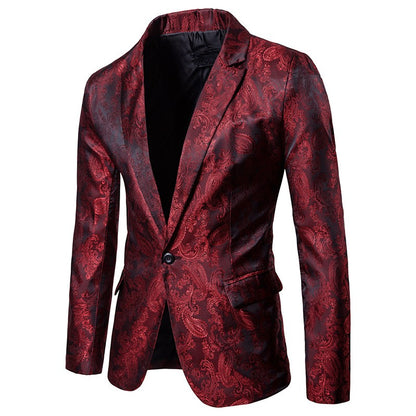 Multi Colors Men's Suit Palace Style Dark Pattern Design and Fashionable One Button Buckle Slim Fit Blazer Mujer Clothing