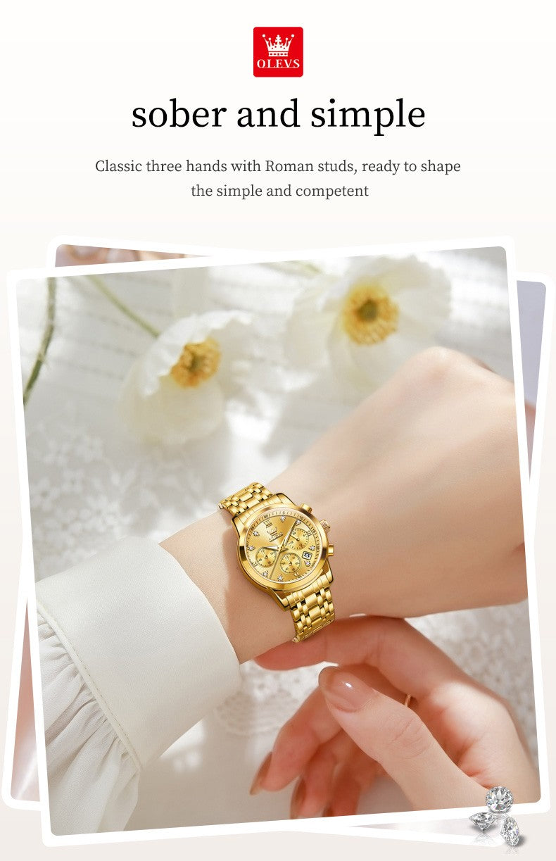 OLEVS 2858 Women Watch Luxury Brand Quartz Watch Waterproof Luminous Date Chronograph Women Bracelet Dress Diamond Watch Reloj